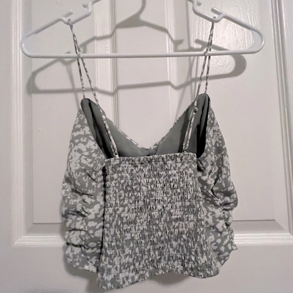 Sage Green Print Ruched Crop Top - Abercrombie (Size S) - Picture 2 of 2